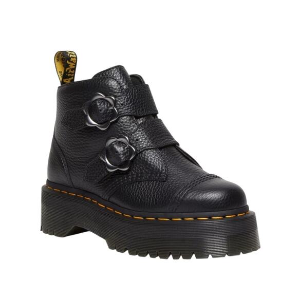 New! Dr. Martens Devon Buckle Flower Leather Platform Boots - US 10 - Picture 5 of 15